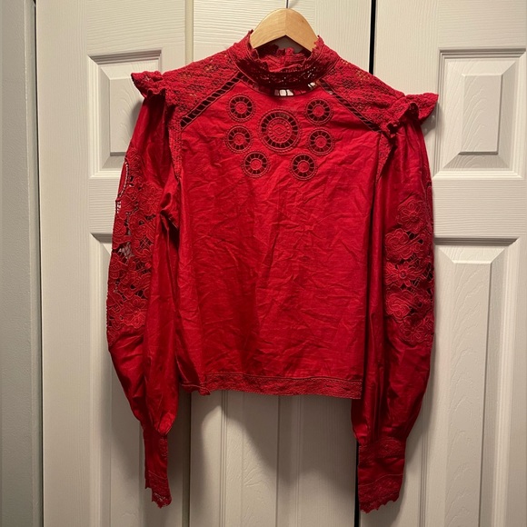 Farm Rio romantic red cotton blouse - Picture 3 of 9